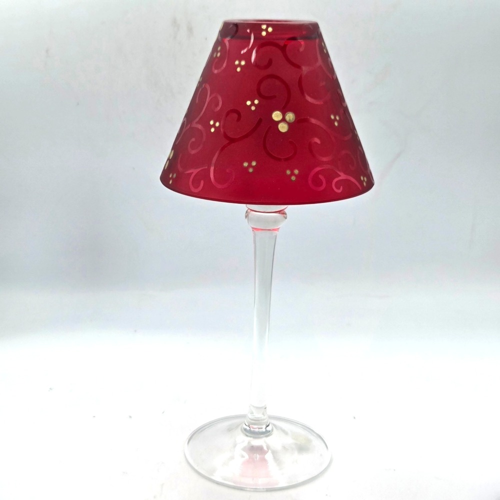 Vintage PartyLite P9247  Festive Flair‎ Candle Lamp - Red Candle Holder